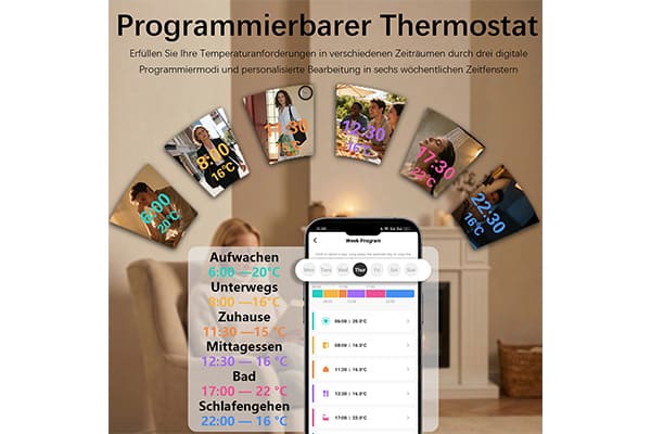 Smart Gas Boiler Thermostat Heizung WiFi Raumthermostat Kessel Gaskessel Digital LCD Touchscreen,Programmable kompatibel Mit Alexa/Google Home/Smart Life/Tuya,KüHlen/Heizen Frostschutz,3A Heizkessel