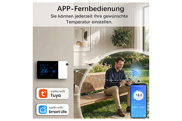 Smart Gas Boiler Thermostat Heizung WiFi Raumthermostat Kessel Gaskessel Digital LCD Touchscreen,Programmable kompatibel Mit Alexa/Google Home/Smart Life/Tuya,KüHlen/Heizen Frostschutz,3A Heizkessel