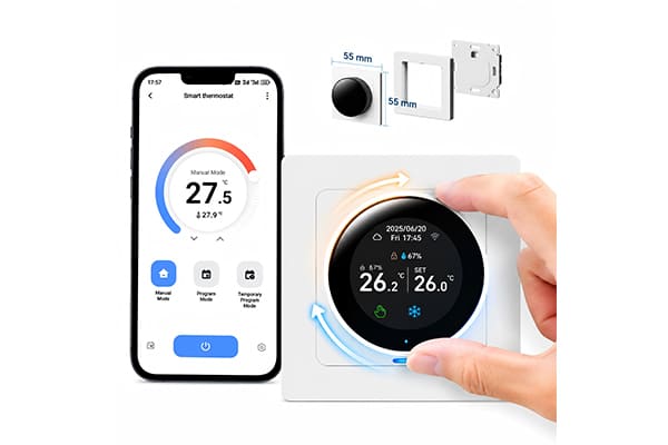 Thermostat Fussbodenheizung Smart für Wasser Fußbodenheizung und Gaskessel Mit Empfänger Digital Kühlen/Heizen Wlan Programmable Tuya Smart Raumthermostat Boiler/Wasser fur Alexa/Google Assistant,3A