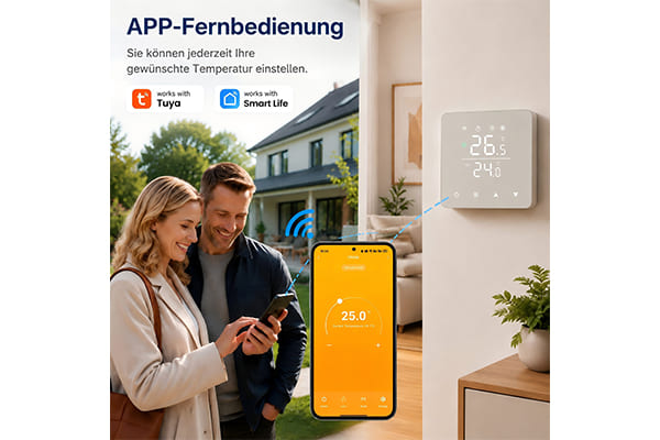 Smart Thermostat Heizung Digital Für Gaskessel Thermostate Fussbodenheizung Boiler Programmierbar Raumthermostat Heizkessel WiFi Unterputz mit LED Touchscreen,Alexa/Google Home/Tuya kompatibel,230V 3A